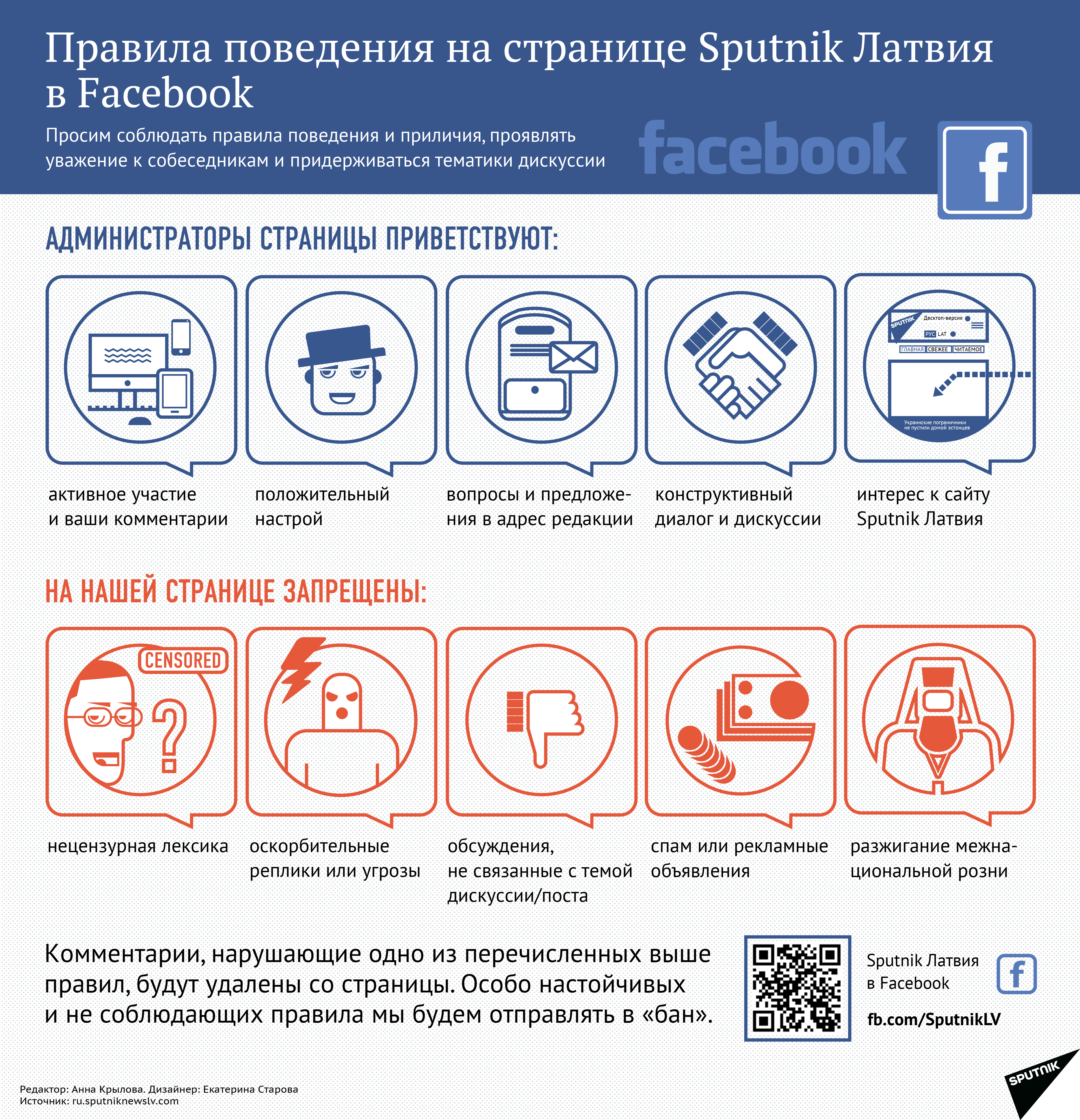 Правила поведения на странице Sputnik Латвия  в Facebook - Sputnik Латвия