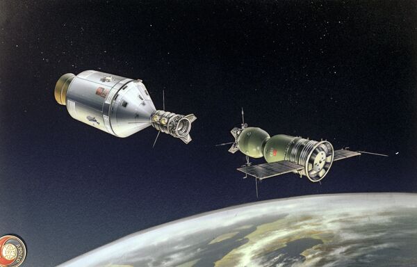 Рисунок Стыковка кораблей Союз - Аполлон - Sputnik Латвия