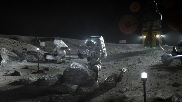 Астронавты космической программы Артемида на Луне в представлении художника - Sputnik Latvija