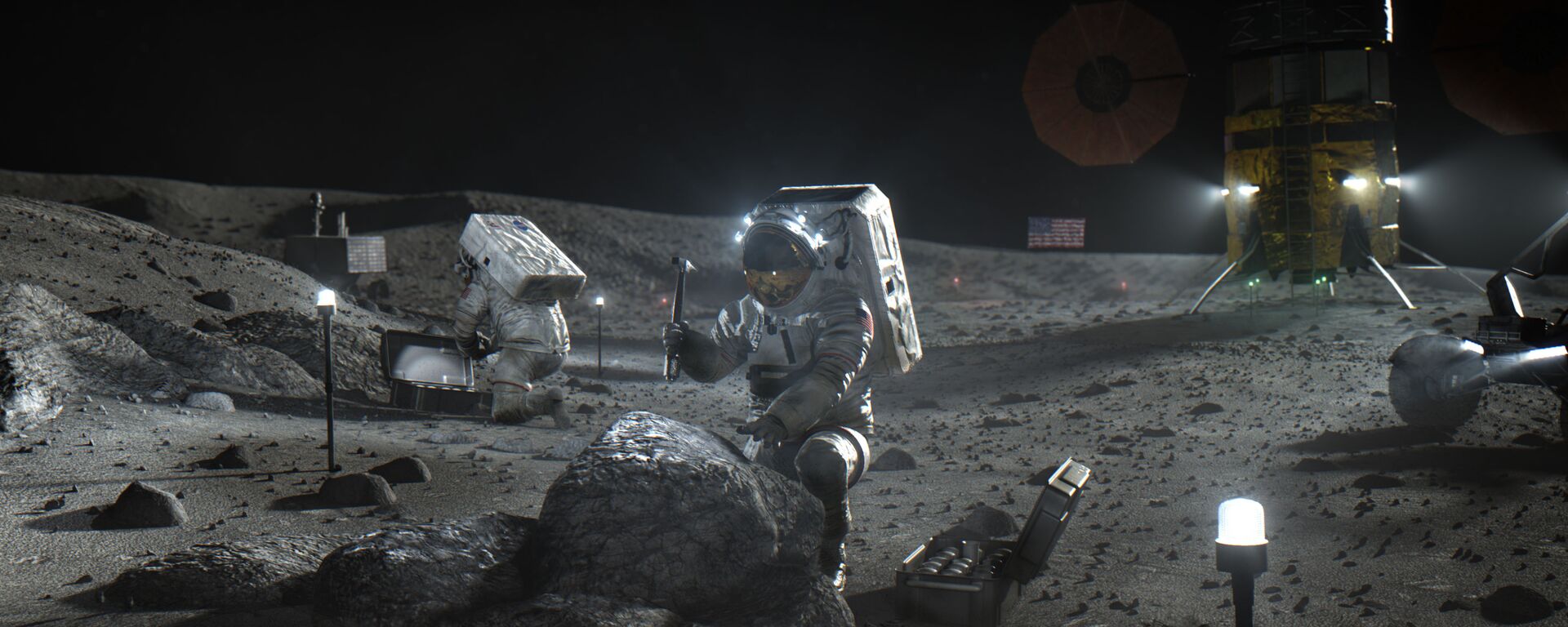 Астронавты космической программы Артемида на Луне в представлении художника - Sputnik Latvija, 1920, 30.04.2021