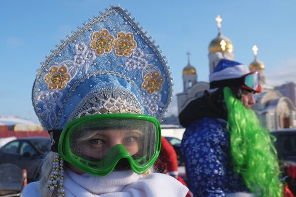 Российские байкеры - участники предновогоднего мотопробега Российские байкеры - участники предновогоднего мотопробега - Sputnik Latvija