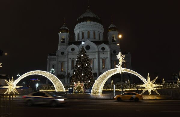 Рождественский вертеп у храма Христа Спасителя в Москве - Sputnik Latvija
