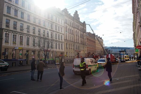 Улица Меркеля, где произошел пожар. - Sputnik Латвия