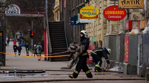 Пожар в хостеле на улице Меркеля, в центре Риги - Sputnik Латвия