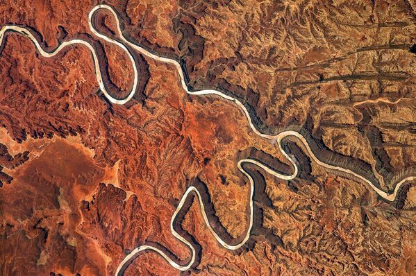 Nacionālais parks "Canyonlands" Jūtas štatā ASV no Starptautiskās kosmiskās stacijas Nacionālais parks "Canyonlands" Jūtas štatā ASV no Starptautiskās kosmiskās stacijas - Sputnik Latvija
