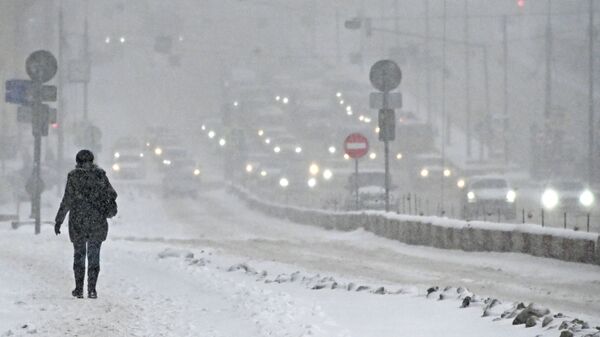 Во время снегопада в Москве - Sputnik Latvija