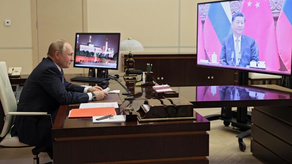 Переговоры президента РФ Владимира Путина с председателем КНР Си Цзиньпином - Sputnik Латвия