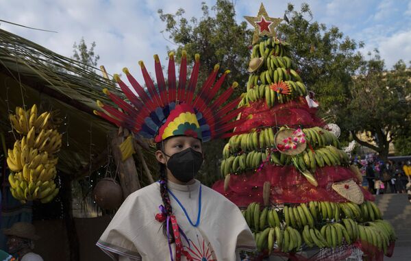 Ziemassvētku eglīte no banāniem Lapasā, Bolīvija - Sputnik Latvija