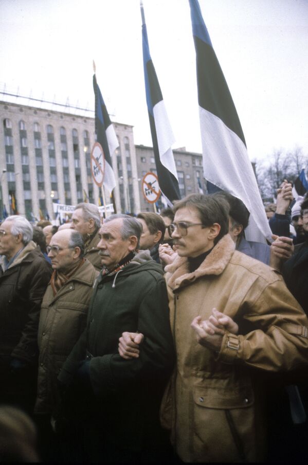 Митинг на площади Свободы в Таллине, посвященный трагическим событиям в Литве 13 января 1991 года  - Sputnik Латвия