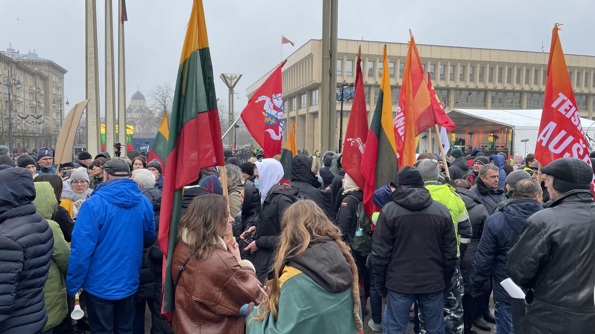 Митинг возле здания Сейма Литвы в Вильнюсе - Sputnik Латвия, 1920, 14.01.2022