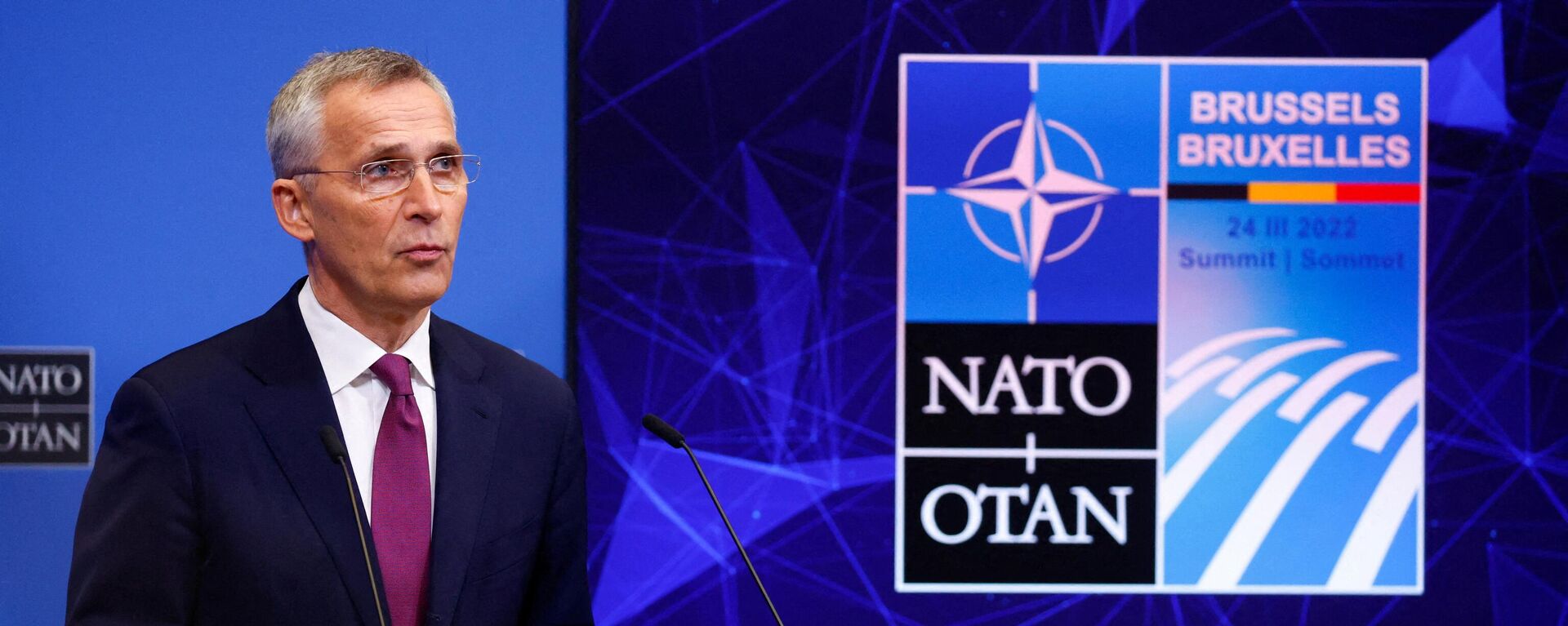 Генеральный секретарь НАТО Йенс Столтенберг выступает на саммите в Брюсселе, 24 марта 2022 года   - Sputnik Латвия, 1920, 03.04.2022