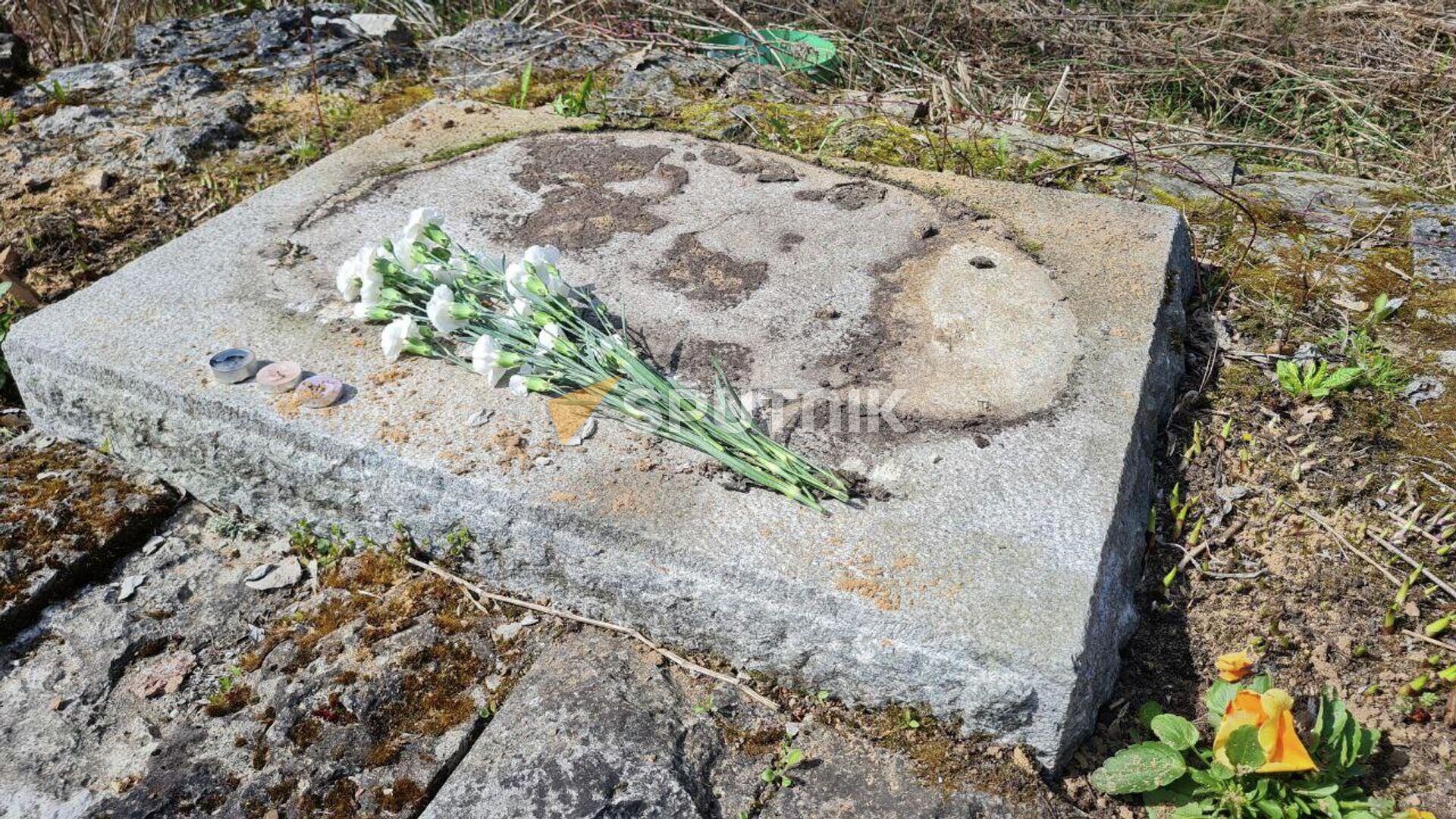 Оскверненный вандалами памятный мемориал в честь освободителей Риги в Адажи - Sputnik Латвия, 1920, 30.04.2022