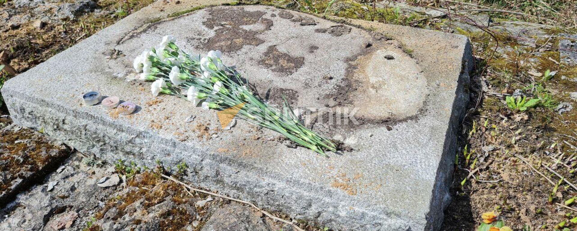 Оскверненный вандалами памятный мемориал в честь освободителей Риги в Адажи - Sputnik Латвия, 1920, 30.04.2022