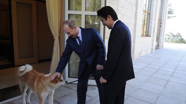 Президент России Владимир Путин и премьер-министр Японии Синдзо Абэ  - Sputnik Латвия