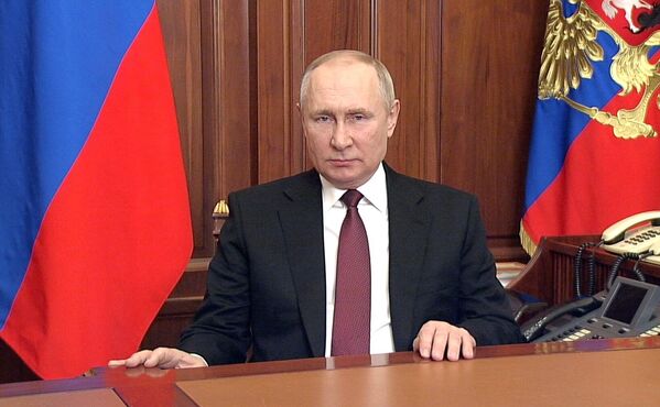 24 февраля 2022 года президент РФ Владимир Путин объявил о начале специальной военной операции. - Sputnik Латвия