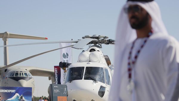 Российский вертолет Ми-171А3 на авиакосмическом салоне Dubai Airshow 2023 в Дубае - Sputnik Латвия