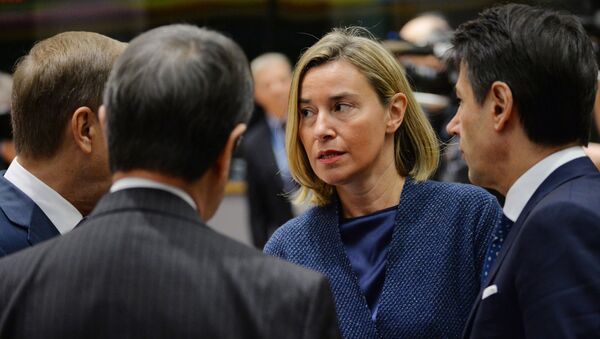 Верховный представитель Европейского союза по иностранным делам и политике безопасности Европейского Союза Федерика Могерини на саммите ЕС в Брюсселе - Sputnik Латвия