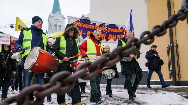 Акция протеста в Риге против социального и национального неравенства в Латвии. 12 января 2019 г. - Sputnik Latvija