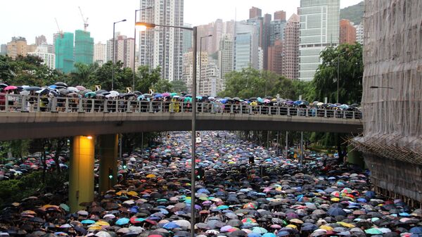 Акция протеста в Гонконге  - Sputnik Latvija