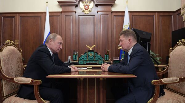 Krievijas prezidenta Vladimira Putina un Gazprom vadītāja Alekseja Millera tikšanās  - Sputnik Latvija