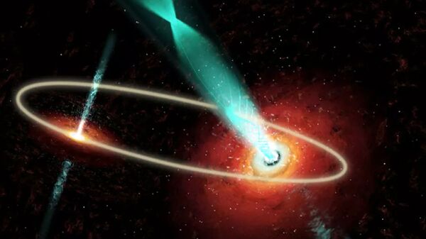 Пара сверхмассивных черных дыр в центре галактики OJ 287 - Sputnik Latvija