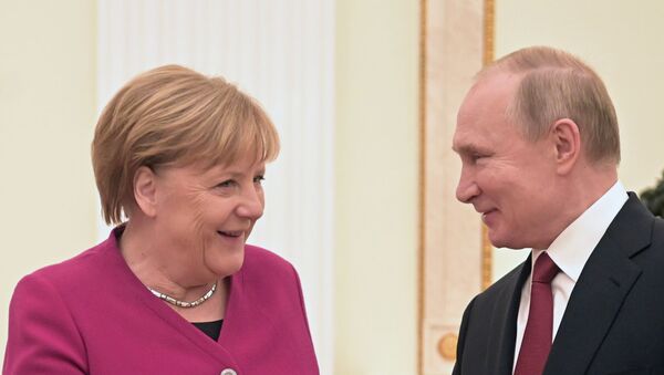 Встреча президента РФ В. Путина с канцлером Германии А. Меркель - Sputnik Latvija