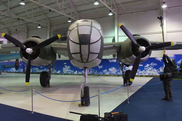 Американский бомбардировщик B-25 Митчелл , представленный в Центральном музее Военно-воздушных сил в Монино - Sputnik Латвия