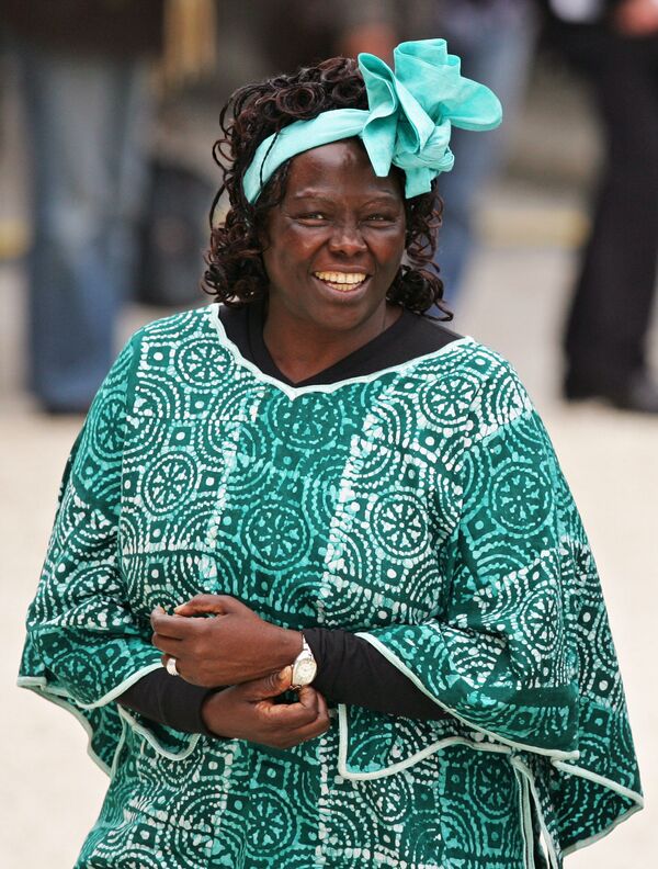 Кенийская правозащитница Вангари Маатаи в Елисейском двореце в Париже - Sputnik Латвия