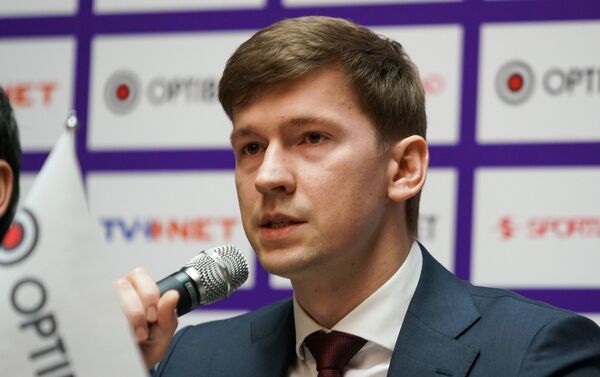 Пресс-конференция перед началом сезона латвийской футбольной вирслиги. Максим Кривунец Пресс-конференция перед началом сезона латвийской футбольной вирслиги. Максим Кривунец - Sputnik Латвия