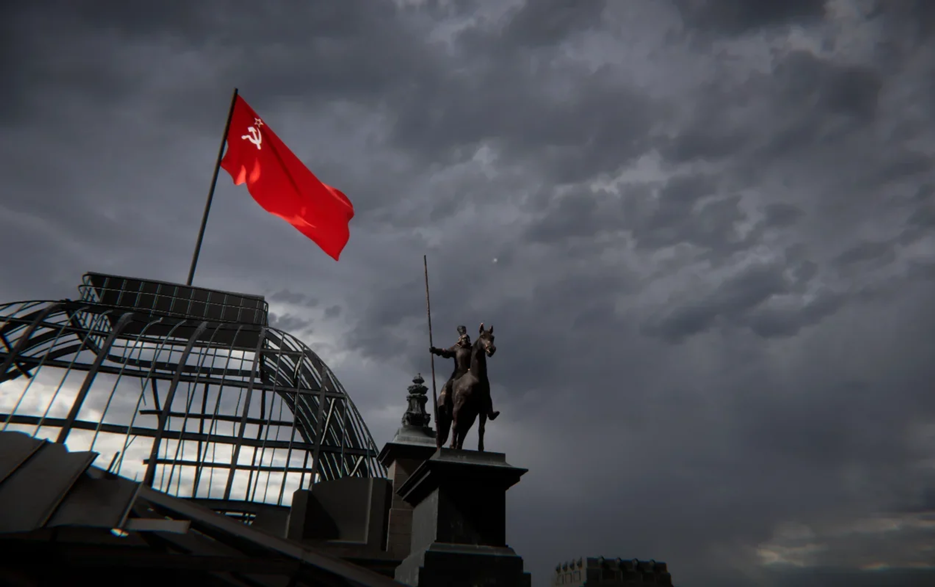 Фото красный флаг на рейхстаге