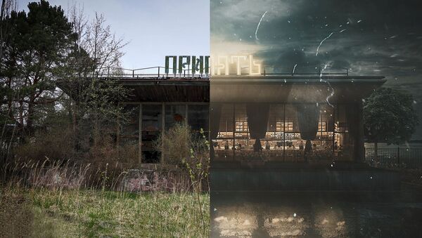 Фотографии города Припять после аварии на Чернобыльской АЭС и в фантазии художника без аварии - Sputnik Латвия