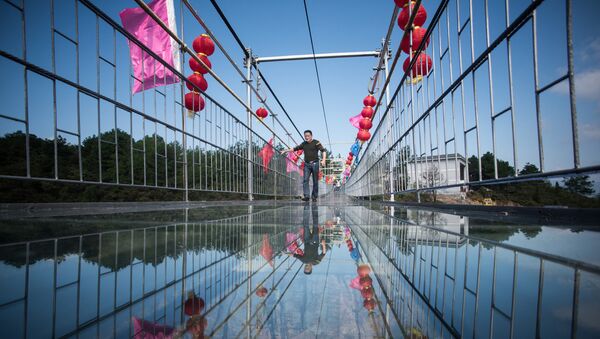 Stikla tilts atrodas Nacionālajā parkā Zhangjiajie. Foto no arhīva - Sputnik Latvija