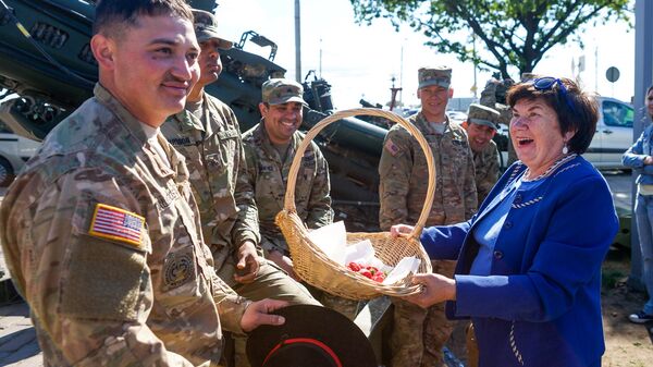 Военная техника армии США в Риге Военная техника армии США в Риге - Sputnik Латвия