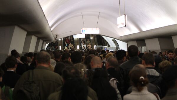 Последствия сбоя движения поездов метрополитена в Москве. Архивное фото - Sputnik Латвия