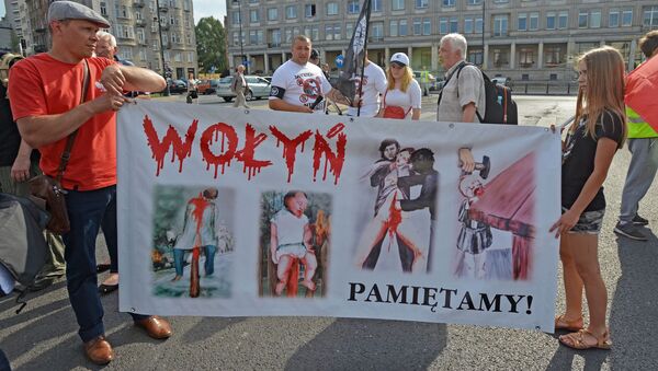 Akcija Voliņas slaktiņa gadadienas piemiņai Varšavā. Foto no arhīva - Sputnik Latvija