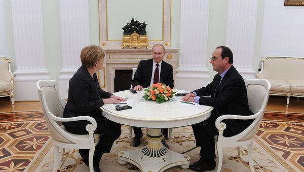 Встреча лидеров России, Германии и Франции. - Sputnik Латвия