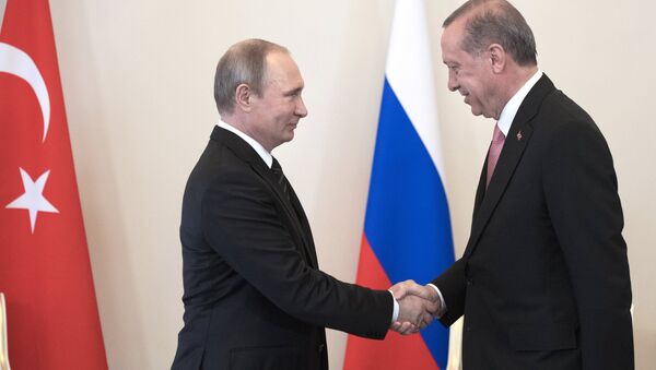 Встреча президентов России и Турции В. Путина и Р. Эрдогана в Санкт-Петербурге - Sputnik Latvija