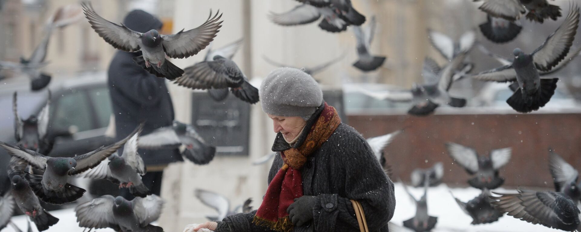 Женщина кормит голубей - Sputnik Латвия, 1920, 23.02.2016