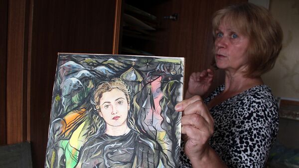 Анна Пейпиня в своей художественной мастерской Анна Пейпиня в своей художественной мастерской - Sputnik Латвия