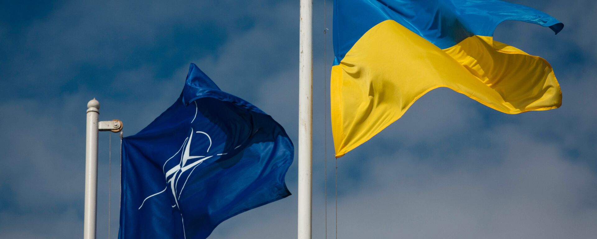 Национальный флаг Украины и флаг Организации Североатлантического договора (НАТО) - Sputnik Латвия, 1920, 08.03.2022