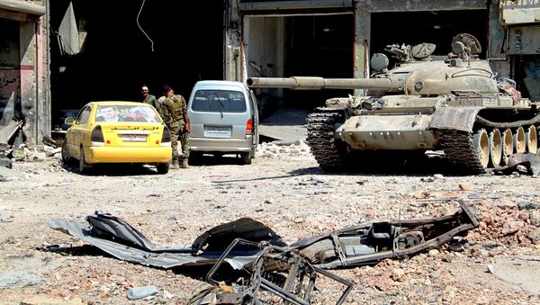 Sīrijas armijas karavīri atbrīvotā Alepo rajona teritorijā. Foto no arhīva - Sputnik Latvija
