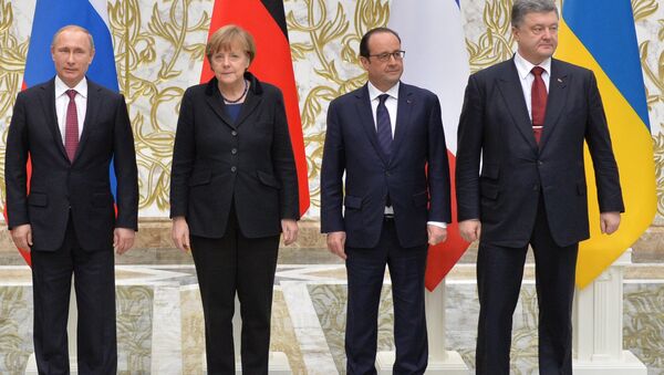 Krievijas, Vācijas, Francijas un Ukrainas valstu vadītāju pārrunas. Foto no arhīva - Sputnik Latvija