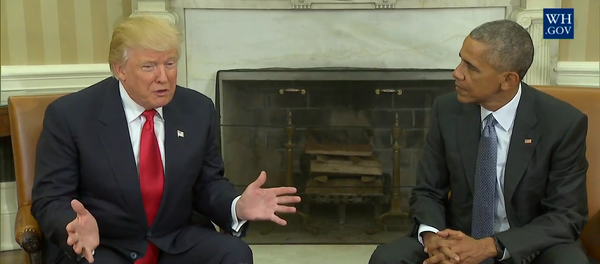 Барак Обама и Дональд Трамп об итогах их встречи в Белом доме Барак Обама и Дональд Трамп об итогах их встречи в Белом доме - Sputnik Латвия