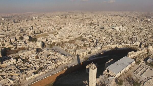 Районы вокруг цитадели в Алеппо после освобождения от боевиков. Съемка с дрона - Sputnik Латвия
