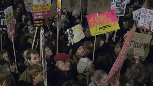 Londonieši protestē pret Trampa migrācijas politiku - Sputnik Latvija