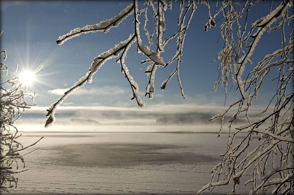 Зимний пейзаж с солнцем - Sputnik Латвия