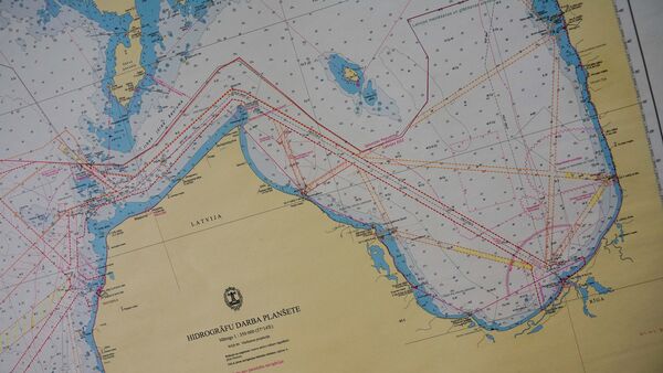 Карта Рижского залива и части моря: пунктиры - самые прямые водные трассы от Риги до Скандинавии - Sputnik Латвия