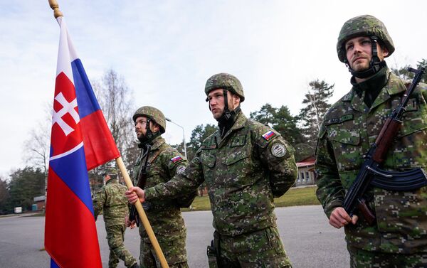 Словацкие военнослужащие на военной базе в Адажи Словацкие военнослужащие на военной базе в Адажи - Sputnik Латвия