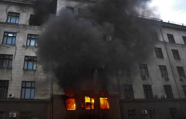 Пожар в здании Дома профсоюзов в Одессе, 2014 Пожар в здании Дома профсоюзов в Одессе, 2014 - Sputnik Латвия