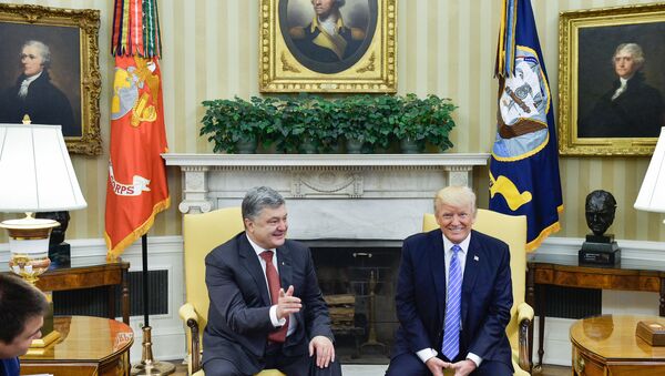 Президент Украины Петр Порошенко и президент США Дональд Трамп во время встречи 20 июня 2017 года - Sputnik Латвия
